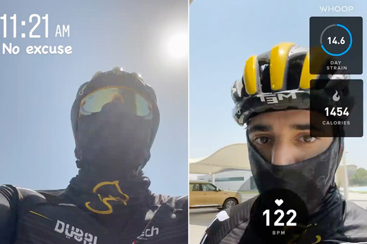 Sheikh Hamdan goes on a gruelling bike ride in scorching Dubai heat