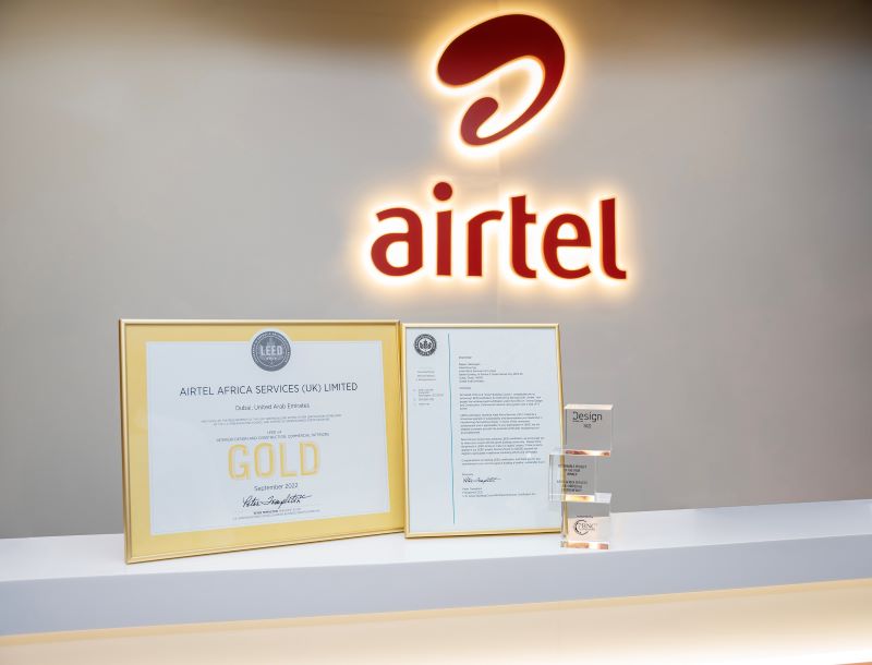 Design Infinity’s design and build project Airtel Africa Services UAE headquarters receives LEED GOLD Certification