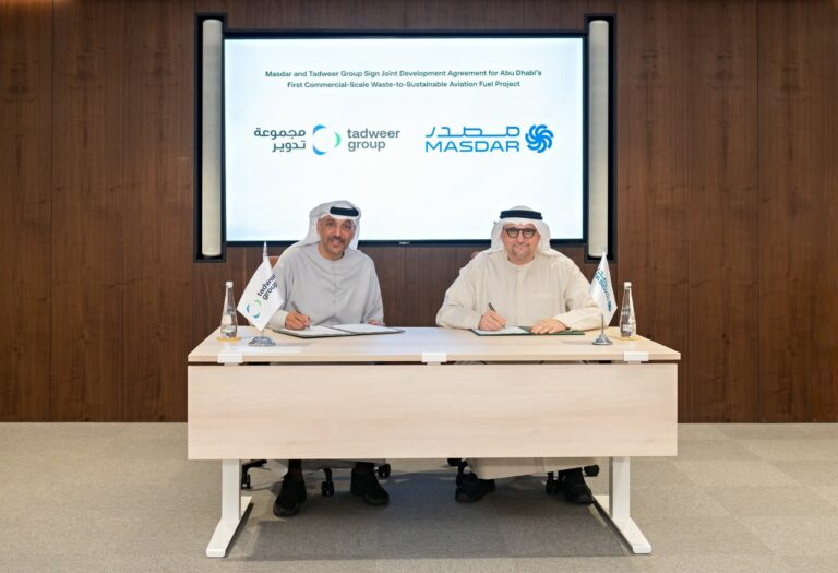 Mohamed Jameel Al Ramahi, Chief Executive Officer at Masdar and Ali Al Dhaheri, Managing Director and Chief Executive Officer of Tadweer Group