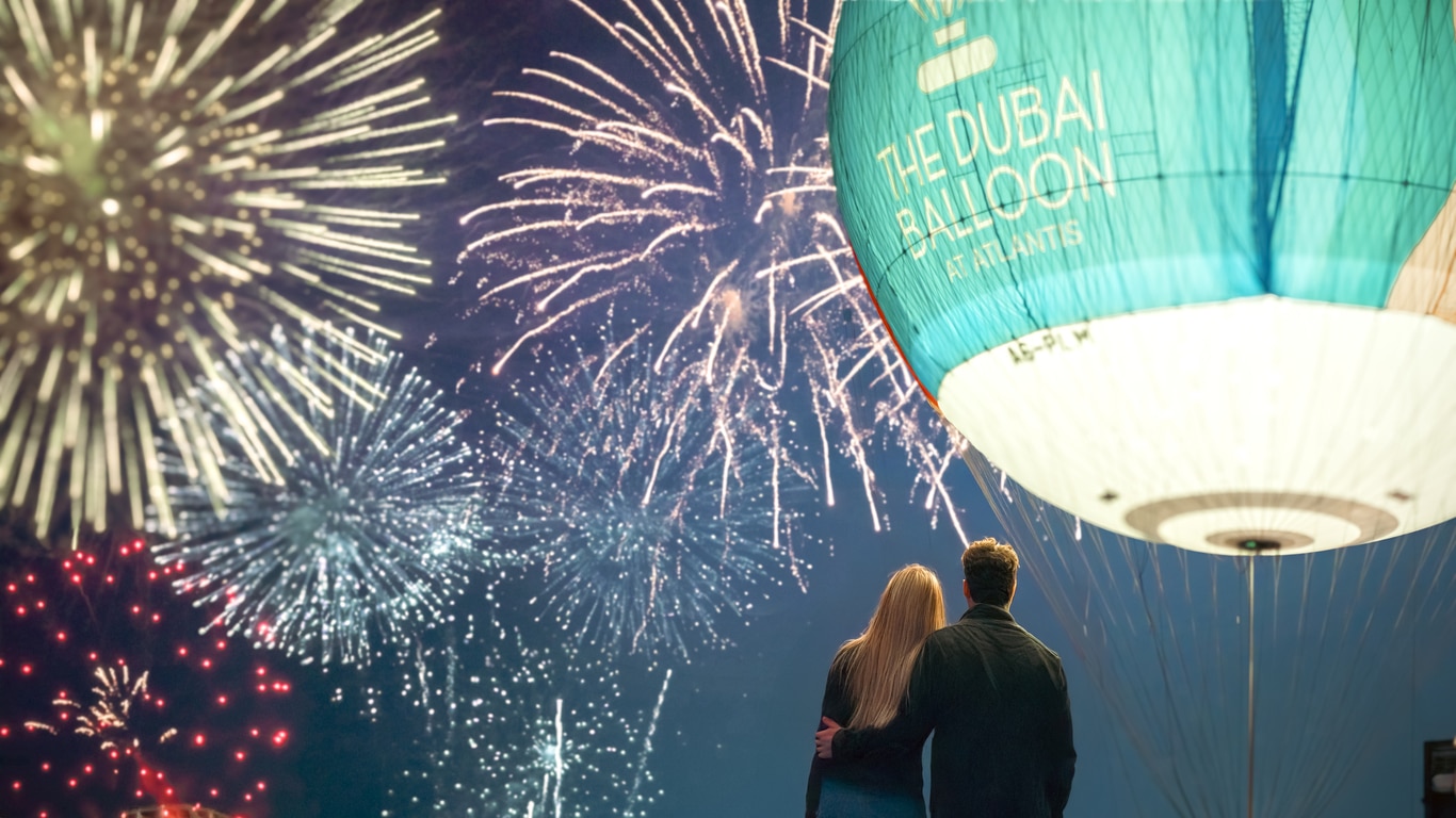 Suspended between land and sky at Atlantis, The Palm, the NYE Sky Carnival offers a lighter, brighter way to celebrate